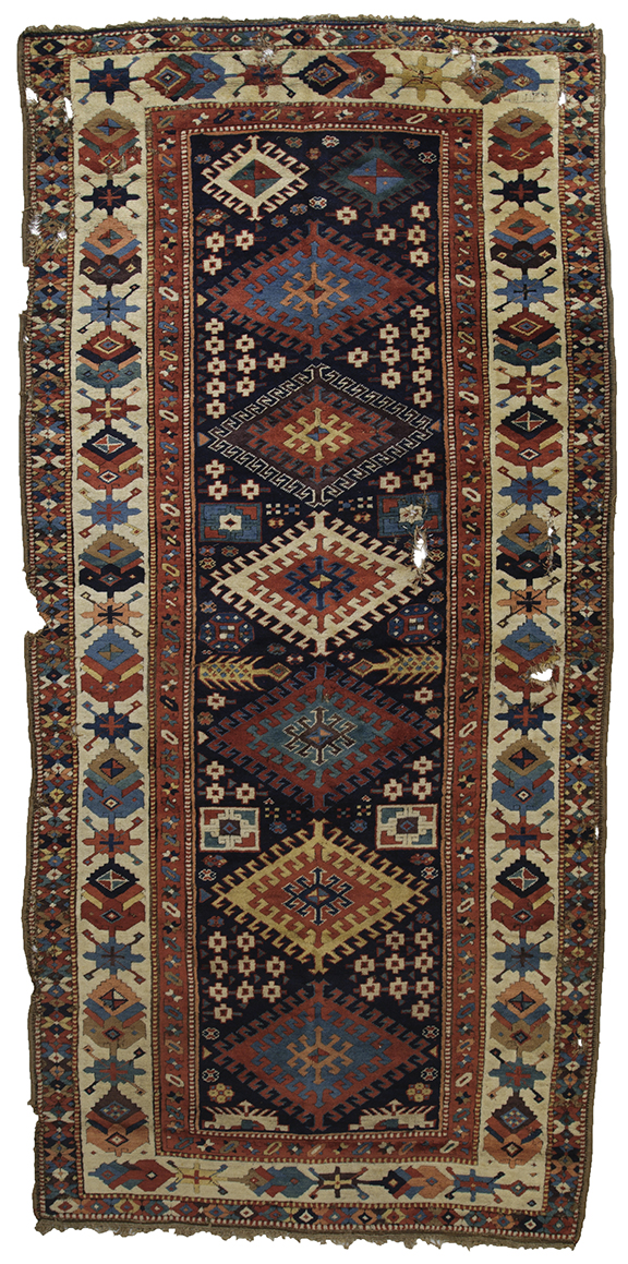 East Caucasian long rug, circa 1800, 1.32 x 2.72m. Zaleski  Collection