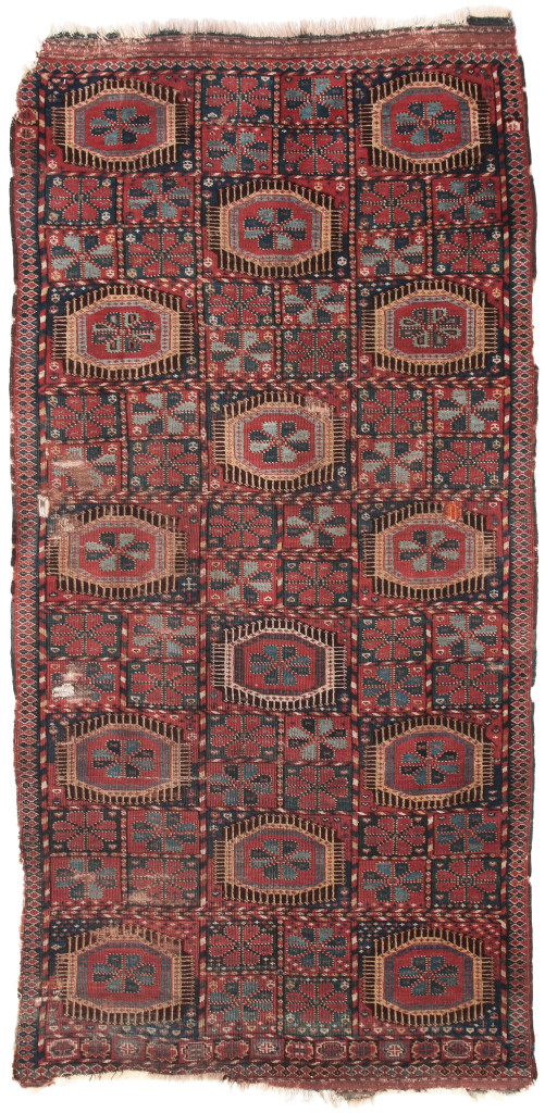 Garden design Beshir rug, Middle Amu Darya region, Bukhara Emirate, Central Asia, first half 19th century, 226 x 111 cm. Alberto Levi, Milan