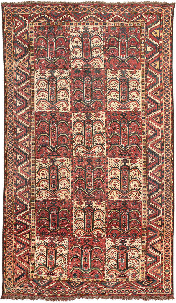 'Tarantula' Beshir rug, Middle Amu Darya region, Bokhara Emirate, Central Asia, first half 9th century, 232 x 135 cm. Alberto Levi, Milan 