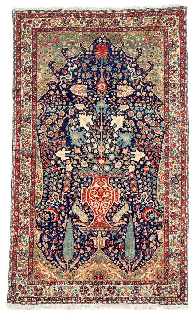 Lot 193. Tehran niche rug, dated 1872. Sold for €13,420
