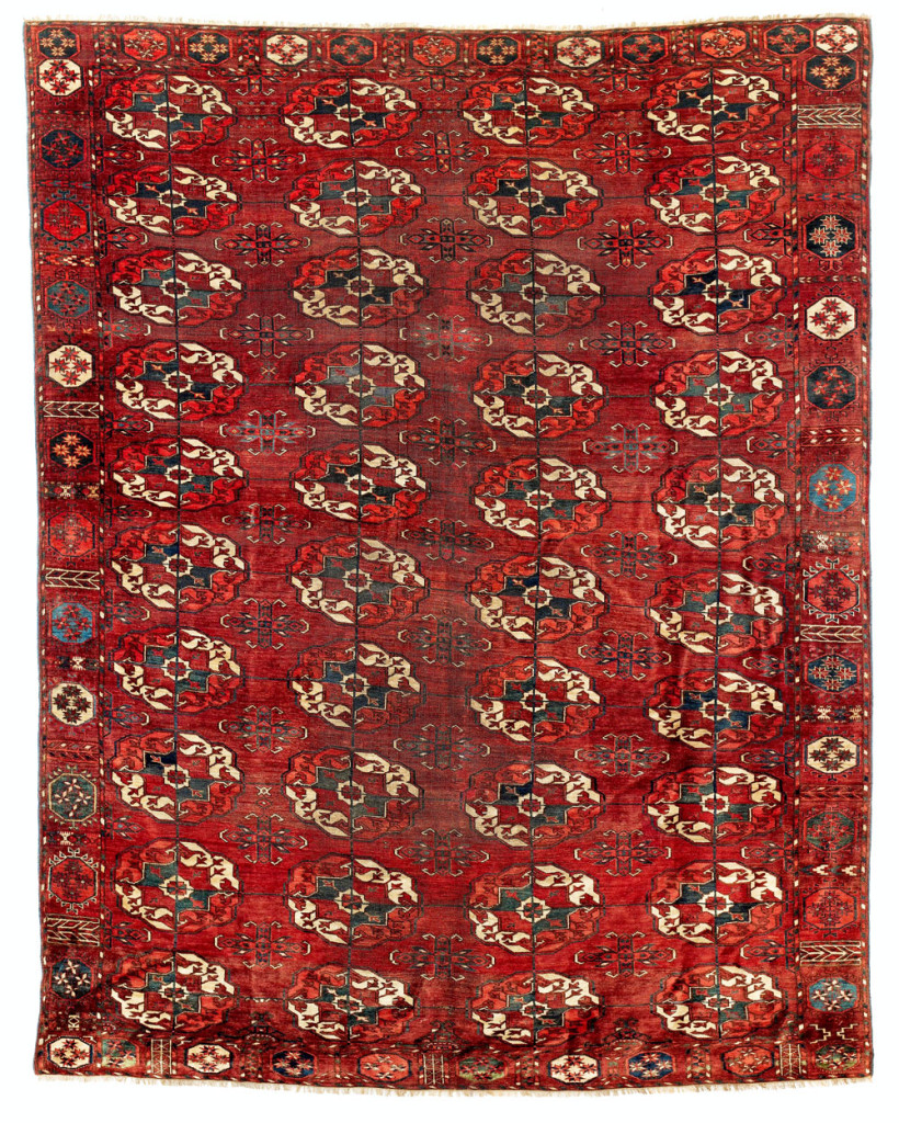 Lot 19. Tekke Turkmen main carpet, ca.1800 or earlier. Estimate €14,500