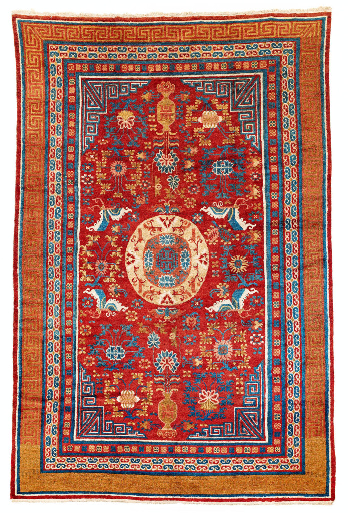 Lot 55. Gansu carpet, west China, first half 19th century. Estimate €26,000