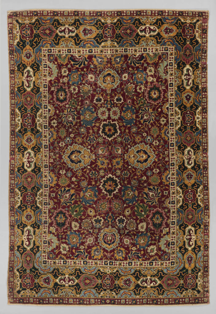 VVine Scroll carpet, ,Iranian world, 16th–17th century. Wool (200 x 150 cm). The al-Sabah Collection, Dar al-Athar al-Islamiyyah, Kuwaitine Scroll carpet
