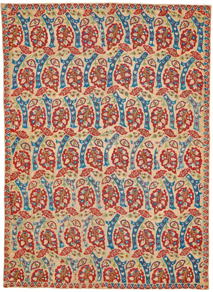 Ottoman embroidered quilt facing, 17th century Istanbul Ottoman Embroidery exhibition