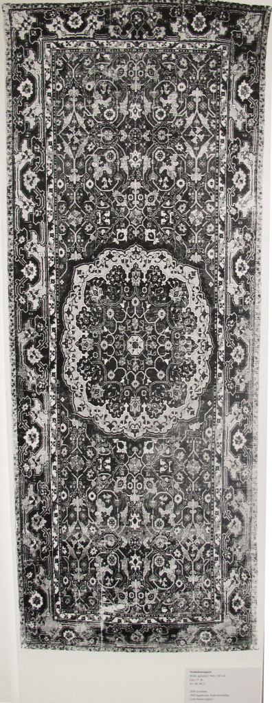 Inv. Nr. KGM 90,10. North Persian carpet (545 x 212 cm), beginning of the seventeenth century. Acquired 1890.