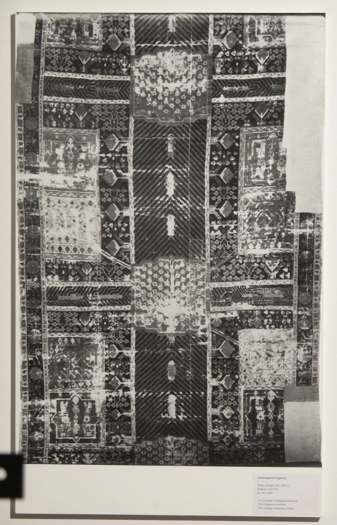 Inv. Nr. I 3089. Garden carpet (630 x 300 cm), North-west Persia, eighteenth century. Acquired 1920, probably from a mosque in Iraq.