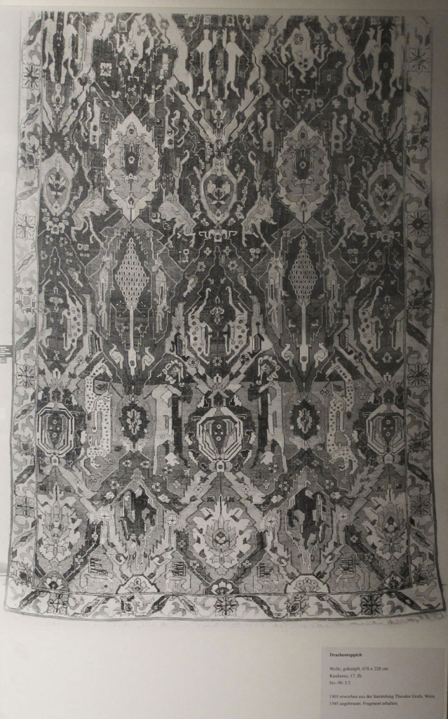 Inv. Nr. I 3. Dragon carpet (678 x 230 cm), Caucasus, early sixteenth century. The carpet is reputed to have come from a mosque in Damascus and passed into the Graf collection in Vienna from which, in 1905, it was acquired for Berlin.