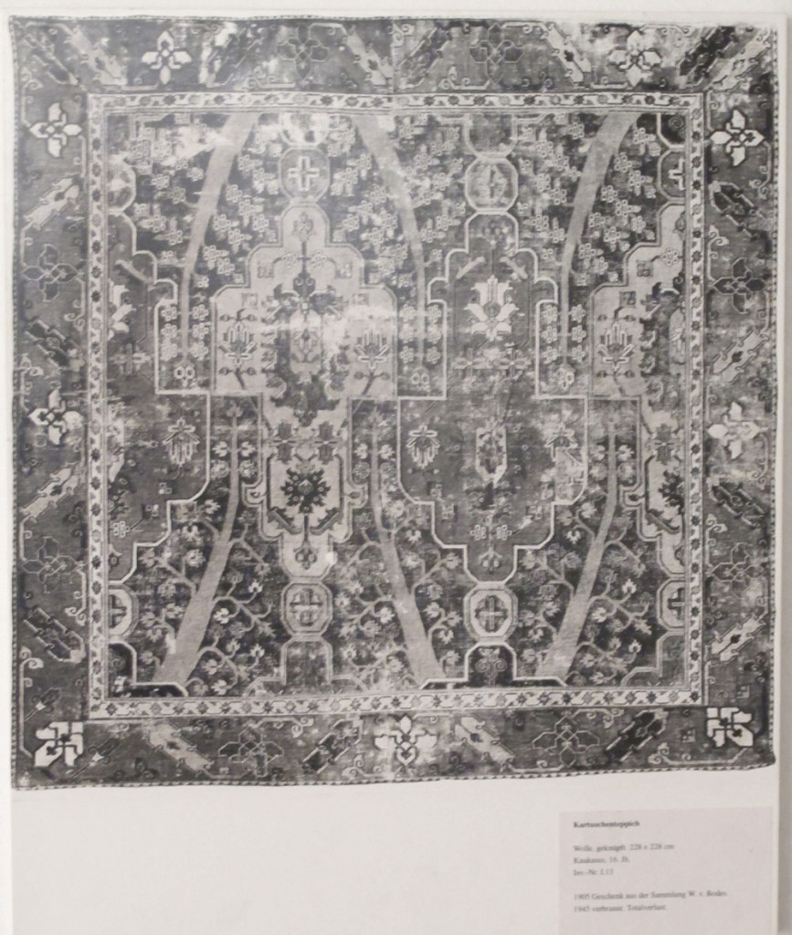 Inv. Nr. I 13. Fragment of a Caucasian or North Persian carpet (228 x 228 cm), seventeenth century. Acquired 1905 as a gift from Bode.