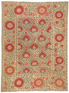 Bukhara suzani, Uzbekistan, 19th century 227 x 170 cm. Romain Zaleski collection