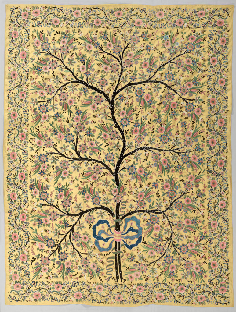 Embroidered silk hanging with a tree of life design, Turkey, 1850–1900. Silk, plain weave, embroidery; 228.60 x 172.70 cm. The Cleveland Museum of Art, Gift of Mr. and Mrs. J. H. Wade 1916.1358