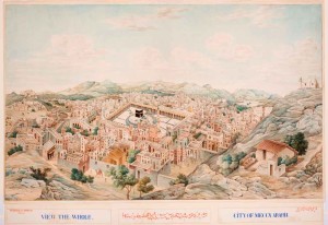 Panoramic view of Mecca, by Muhammad ‘Abdullah, the Delhi cartographer Probably Mecca, c. 1845, ink and opaque watercolour on paper, 62.8 x 88 cm