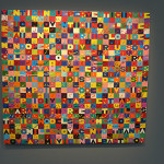 The work of Italian artist Alghiero Boetti (1940-1994) is well known for its use of textiles, in particular the large Mappa series embroidered in Afghanistan. The ese smaller panels are less well known Senza Titolo (1989), embroidery, 109 x 111cm. Dickinson, London and New York.