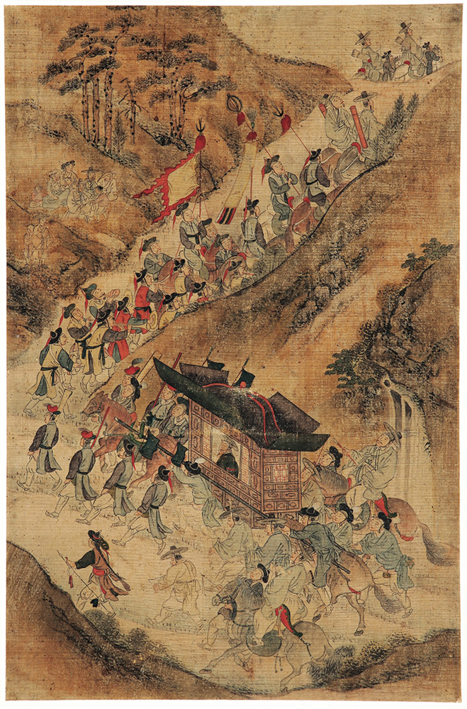 Highlights of an illustrious lifetime: First birthday celebration, attrib. to Kim Hongdo (Korean, 1745–approx. 1806), Joseon dynasty (1392–1910). Ink and colors on silk, asian art museum