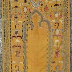Lot 818, Suzani prayer embroidery, ca. 1900, with gold ground; 4 ft. x 3 ft. Estimate $800-1,200