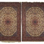 Lot 832, Pair of silk warp Isfahan carpets, Persia, mid 20th century, 10 ft. 3 in. x 7 ft. each carpet Estimate $10,000-20,000