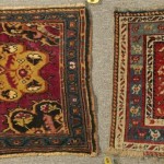 Lot 857, Two Caucasian mats, ca. 1900, 2 ft. x 1 ft. 10 in. and 1 ft. 6 in. x 1ft. 5 in. Estimate $300-500