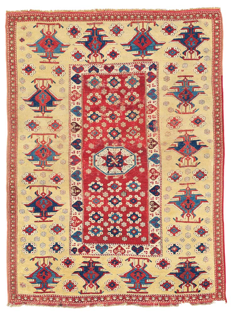 Lot 12 THE VOLKMANN BERGAMA RUG WEST ANATOLIA, LATE 17TH OR EARLY 18TH CENTURY 7ft.2in. x 5ft.4in. (218cm. x 163cm.) £20,000-30,000