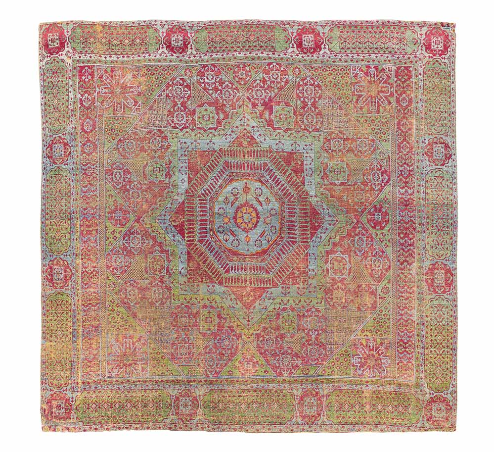 Lot 20 THE BAILLET-LATOUR MAMLUK CARPET EGYPT, PROBABLY CAIRO, EARLY 16TH CENTURY 8ft.6in. x 7ft.11in. (258cm. x 240cm.) £250,000-350,000