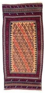 Lot 101: Balouch sofreh, Persia circa 1900, 6ft. x 2ft. 11in. Estimate: € 1,200 – 1,600