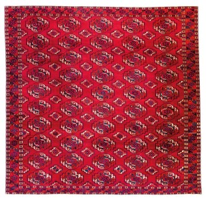 Lot 123: Saryk main carpet, Turkmenistan circa 1830, 7ft. 6in. x 7ft. 9in. Estimate: € 10,000 – 12,000