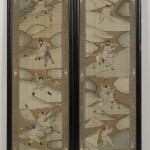 Lot 691, Framed Chinese silk and metal thread textile panels, 19th century, depicting warriors on horseback: 40 x 12 3/4 in. Estimate $1,500-2,000