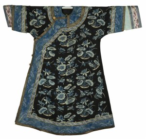 Lot 693, Chinese silk embroidered robe with heron and lily pad design Estimate $800-1,200