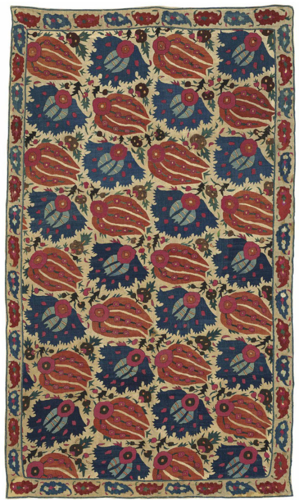 Art of the Islamic and Indian Worlds Lot 200, A silk embroidered textile (Bohça), Ottoman Turkey, 17th century Estimate £20,000-30,000