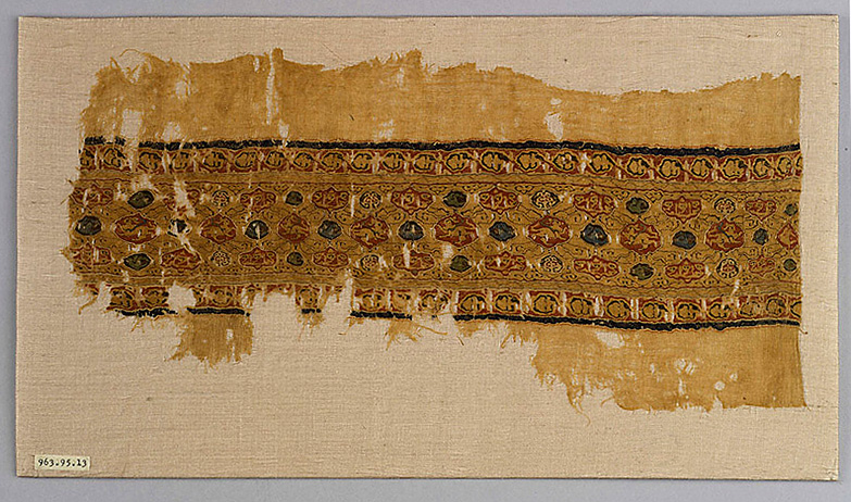 Tiraz fragment, Linen tabby with silk tapestry, Egypt, 12th century
