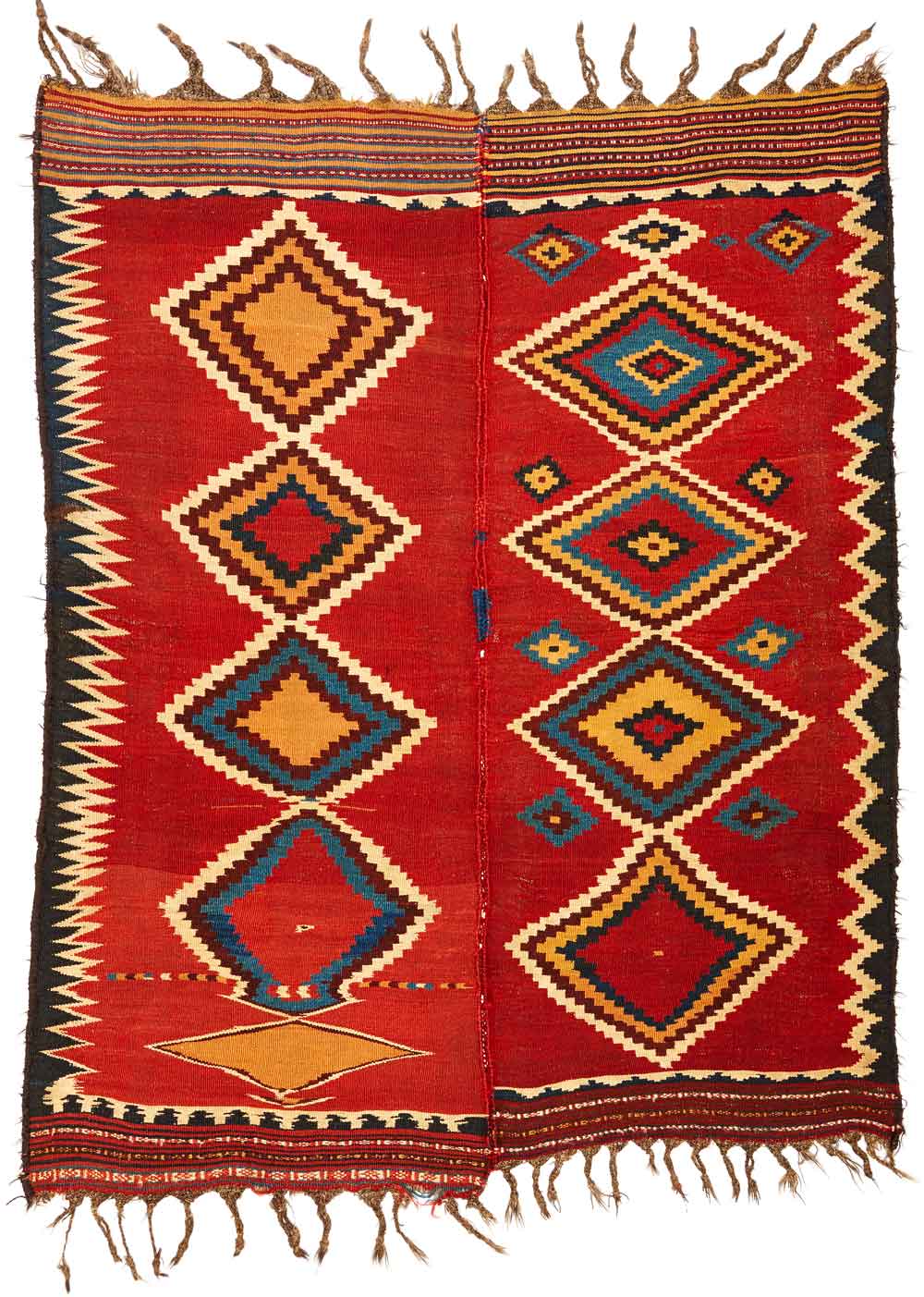 Kilim (made from two parts), late 19th century South-Persia, Kohgilujeh Luri tribes 172 x 214 cm Neiriz Collection on view in 100 Kilims at Halle 