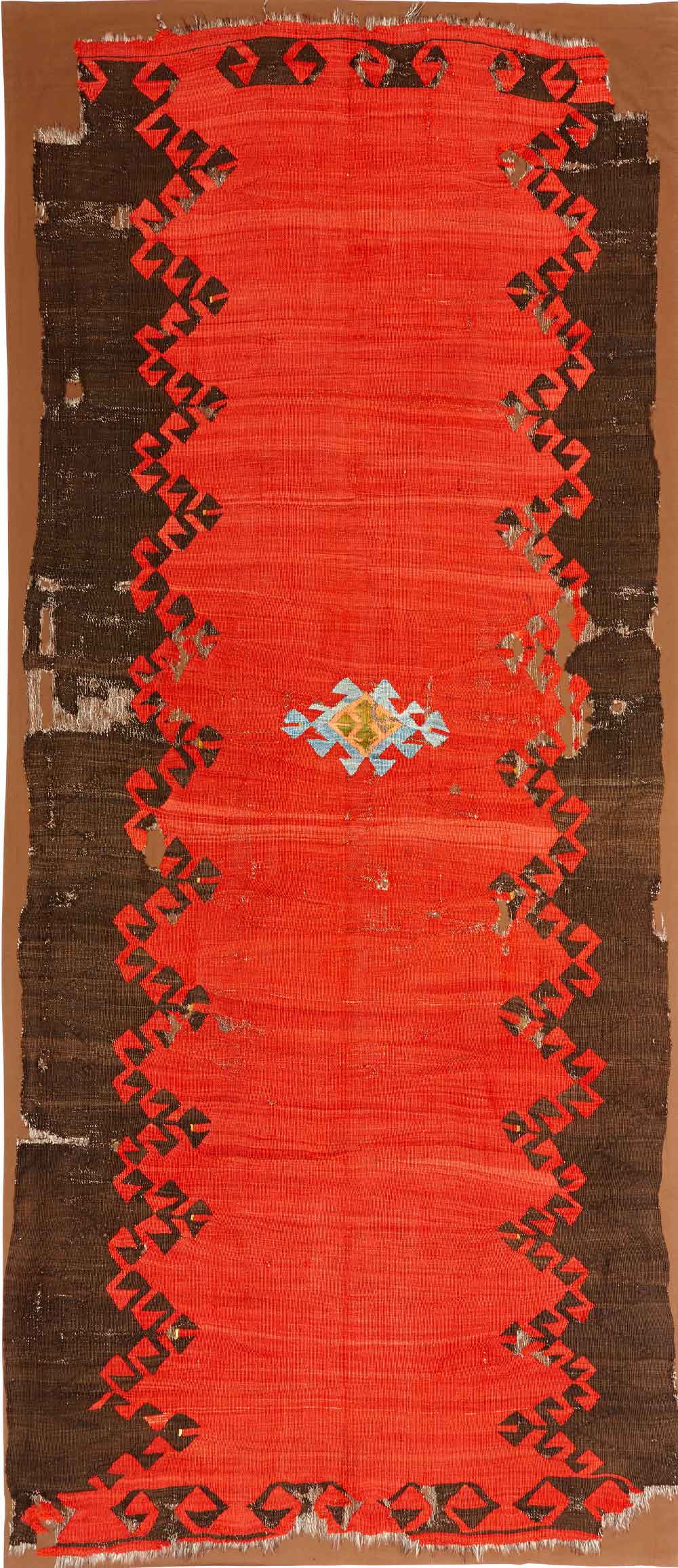 Central Anatolian kilim, 19th century, 147 x 347 cm. An extraordinary and extremely rare kilim on view at 100 Kilims, Neiriz Collection, at Halle, Germany 