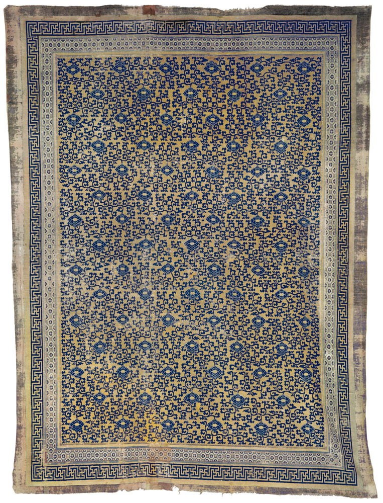 The Opulent Eye auction, Christie's New York 18 November, Lot 332, Nigxia carpet, north China, 17th century, 536cm x 406cm (17' 7" x 13' 4"), estimate $8,000 - 12,000