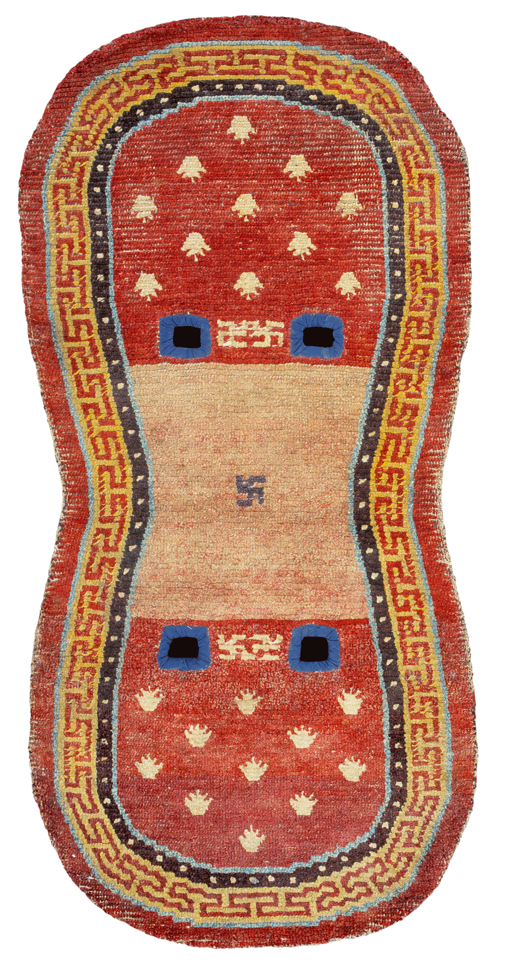 Tibetan rugs at Cologne Fine Art 2014, Saddle Rug with frog feet pattern, 19th century, 122 x 61 cm