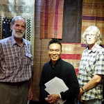 John Ang with Mr. and Mrs. Bernhart Bart, researchers and collectors of Minangkabau Songkets, Woven Connections, Samyama