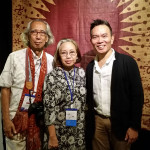 John Ang with Professor Rahardi Ramelan, Chairman of the Indonesian Batik Foundation and Dr.Tumbu Ramelan, Director of the Batik Gallery of the Textile Museum Jakarta, Woven Connections, Samyama