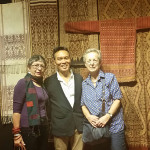 John Ang with Pamela Cross of tribaltextiles.info and Susan Stem of Tribal Trappings, Chiangmai, Woven Connections, Samyama