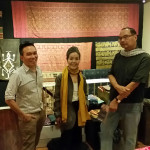 John Ang with fashion designer Sachiko Kobayashi and Professor Vithi Phanichphant, textile collector and professor at Chiangmai University, Fine Arts Department, Woven Connections, Samyama