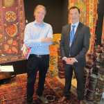 Harry Grenfell of Sotheby's, London with JAmes Cohen on his stand at HALI at Olympia