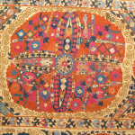 Large medallion suzani (detail) , Uzbekistan, early 19th century, Vok Collection at Rippon Boswell Wiesbaden, HALI at Olympia