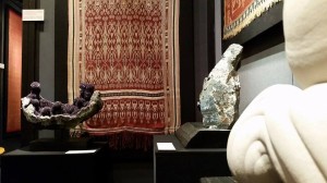 Agata Fine Crystals and Samyama exhibiting fine crystals and minerals with fine antique textiles of Southeast Asia