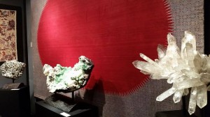 Agata Fine Crystals and Samyama exhibiting fine crystals and minerals with fine antique textiles of Southeast Asia