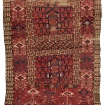 Tekke Turkmen ensi, first half 19th century. Low pile, wool warp, wool weft, wool pile. Lot 44, Austria Auction Company, Vienna, 20 April, estimate € 1.200 – 1.800