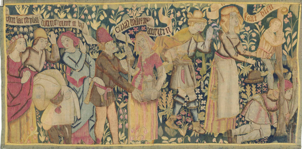 FRANCO-FLEMISH ALLEGORICAL TAPESTRY FRAGMENT LATE 15TH/EARLY 16TH CENTURY AND LATER, POSSIBLY SWISS