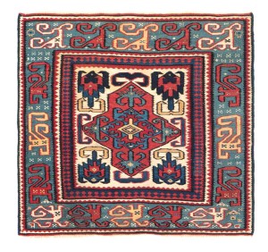 Shahsavan sumakh bag face, Caucasus, ca. 1850, 1ft. 8in. x 1ft. 7in, condition: very good, sides newly overcast; warp: wool; weft: wool, small areas of metal brocading. Lot 252, Austrian Auction Company, 19th November, estimate: €10.000 – 14.000