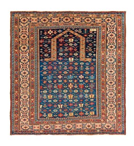 Chichi prayer rug, Caucasus, 19th century, dated 1267 (1849), 4ft. 9in. x 4ft. 4in. Lot 159, Austrian Auction Company, 19th November, estimate: € 6.000 – 8.000