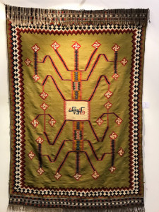 Dated and inscribed Qashqa'i kilim, southwest Persia, 19th century. Jack Corwin collection offered by Peter Pap as part of the exhibition, Artful Weavings