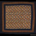 Blanket, China Zhuang, Early 20th Century. 4' 2" x 5' 3" (127 x 160cm); Cotton tabby fabric, bast fiber, brass buttons; embroidery. Blanket with a large center panel with weft inlay or embroidery on bast fiber ground, three borders of cotton tabby cloth, loop and button closure between inner and outer borders on all sides.Roger Hollander Collection - Primary collection