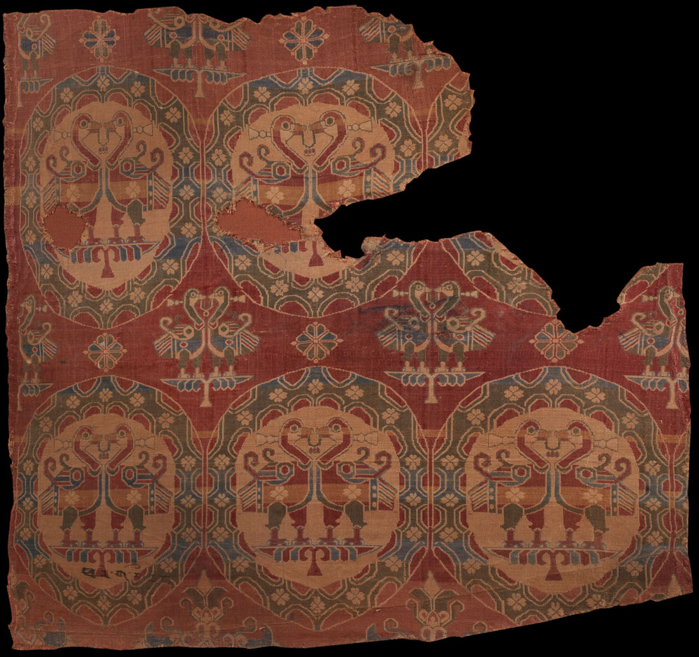 A-Sogdian-woven-silk-fragment-Central-Asia,-8th-Century