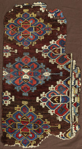 Lot-8 Bergama-rug-fragment, west Anatolia, 1700 or earlier, est. £1,400-1,800, sold for £10,000 ($13,150), Sotheby’s London, Rugs and Carpets, 7 November 2017