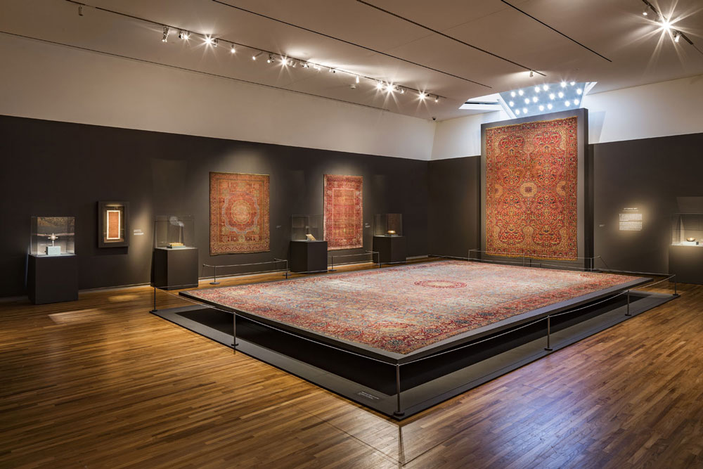 A view of some of the carpets on display in ‘Arts of the East’ at the Aga Khan Museum, Toronto
