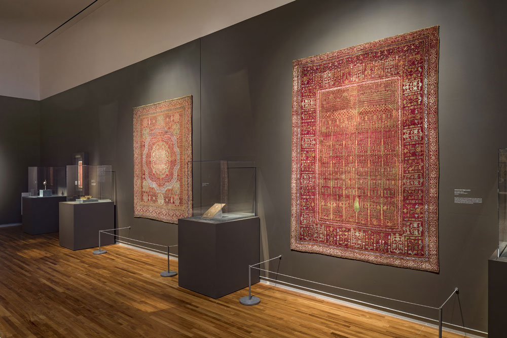 A view of some of the carpets on display in ‘Arts of the East’ at the Aga Khan Museum, Toronto